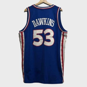 Vtg Reebok Darryl Dawkins Philadelphia 76ers Blue HWC Swingman Jersey Large L - Imagen 1 de 6
