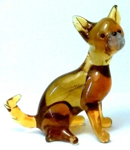 HAND MADE  BLOWN "MURANO" GLASS COLLECTABLE SITTING  CHIHUAHUA  DOG   FIGURINE - Picture 1 of 6