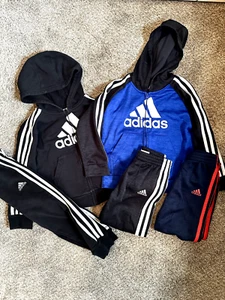 Adidas Hooded Track Suits for boys 2 SETS + pants size 4T - Picture 1 of 6