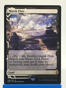 MTG - Sumpfflats. Zendikar Aufstiegsexpedition. Mythic Fetch Land - weiß & schwarz - Bild 1 von 2