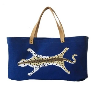 Dana Gibson Navy Leopard Shoulder Tote MSRP: $135 - Picture 1 of 14