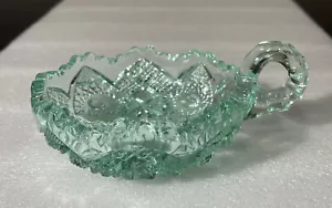 Vintage Glass Crystal Candy Dish Finger Loop Handle Scalloped Sawtooth Rim - Picture 1 of 6