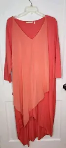 Vestido midi Soft Surroundings para mujer talla XL chifón asimétrico coral andalou - Imagen 1 de 4