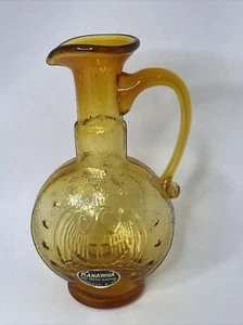 Kanawha Glass WV Amber Pitcher Cruet Eagle and Star Pattern - Picture 1 of 6