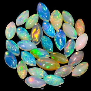Natural Fire Ethiopian Opal Marquise Cabochon Gemstone 5 Ct. Lot 12X6 mm GO-16 - Picture 1 of 3