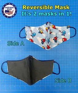 Mini Avengers Marvel Superhelden WENDEBARE graue handgefertigte Gesichtsmaske mehrere Größen - Bild 1 von 5