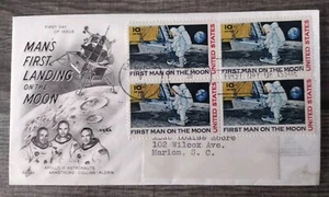 1969 NASA FIRST DAY OF ISSUE 1st Man On Moon Cover & 10 c Stamp.NASA 1969 Moon - Picture 1 of 1