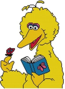 PUNTO DE CRUZ + PATRÓN ARTESANAL Plaza Sésamo Pájaro Grande Muppet Mariposa Libro Estudio - Imagen 1 de 16