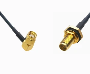 RP-SMA Male Elbow to RPSMA Female Bulkhead O-ring 0.5~15FT Cable Antenna Radio - Picture 1 of 3