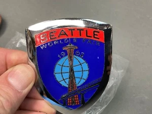 1962 Seattle Worlds Fair Car Badge Hood Grill License Plate Topper Ornament - Picture 1 of 8