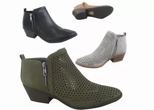 NEU modische Damen-Stiefeletten spitz zulaufend Western-Knöchel niedriger Absatz seitlicher Reißverschluss Schuhe - Bild 1 von 20