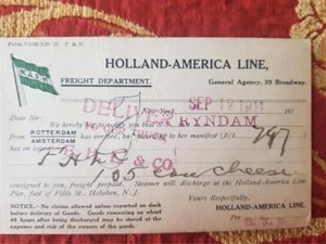 USA HOLLAND-AMERICA LINE SHIPPING CARD NEW YORK 1911 - Foto 1 di 1
