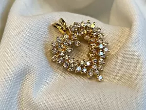 14K Yellow Gold Diamond Heart Pendant 3.7g Fine Jewelry Love Charm - Picture 1 of 24
