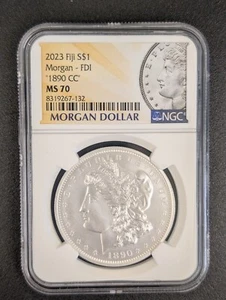 "1890-CC" NGC MS-70 2023 FIJI MORGAN DOLLAR First Day of Issue - Brilliant Coin - Picture 1 of 4