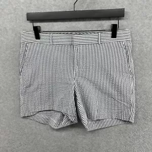 Banana Republic Shorts Womens Size 4 Blue Striped Flat Front Chino Seersucker - Picture 1 of 10
