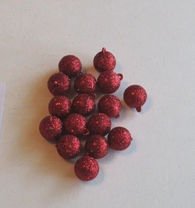 Micro Ornamenti Natale Non Frantumati 15mm Palline Rosso Glitter per Alberi Miniatura - Foto 1 di 2