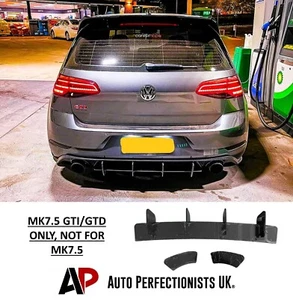 VW Golf GTI MK7.5 Rear Blade Fin Diffuser & Side Splitters Spoiler Body Kit - Picture 1 of 9