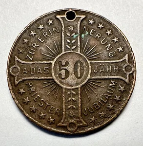 Leo XIII priesterjubilaum medaille zur erinnerung 50 Years Medal Coin - Picture 1 of 2