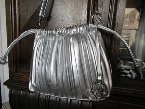 POLO CLUB Crossbody Beuteltasche Clutch mittelgroß Ecoleder in mattem Silber neu - Bild 1 von 9