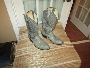 Vintage Dan Post Snakeskin And Leather Cowboy Boots Men’s 8 D Gray USA - Picture 1 of 14