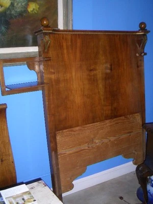 Antique Walnut French Bed with Candle Holder to one side. - Image 1 of 4