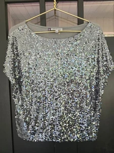 J Lo Pailletten Silber Damen Top, Größe Small, Jennifer Lopez Line - Bild 1 von 7
