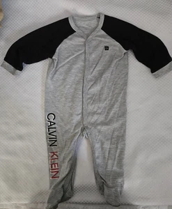 Boy's Gray Calvin Klein Footed Sleepwear US Size 6-9 Months Baby Sleepwear - Picture 1 of 6