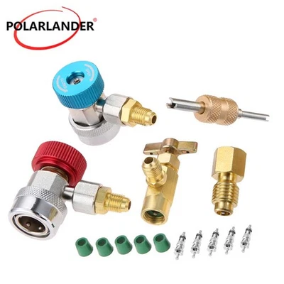 Kit de acoplador rápido de válvula de grifo R134A para mangueras de calibre de CA de 1/4" y 1/2" Foto 1 de 4