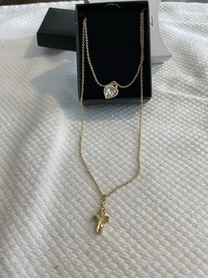 Avon Bionca Double Strand Cross Necklace - Goldtone - Image 1 of 3