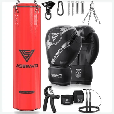 Boxsack für Erwachsene MMA Kickboxen Muay Thai Training 120cm PU Set - Bild 1 von 4