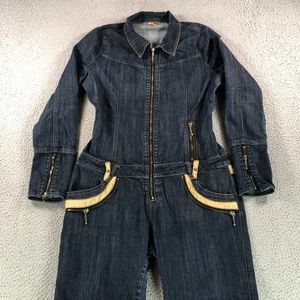 Vintage Apple Bottoms Jumpsuit Damen 9/10 Blau Denim Reißverschlüsse Y2K Langarm Stretch - Bild 1 von 21