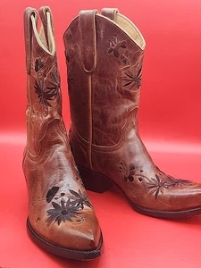 Old Gringo Yippee Ki Yay Boots Women's 7.5 Flower Black/Brown Western - Picture 1 of 9