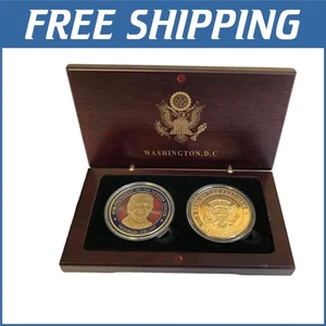 Presidential Collection: Trump and Seal Coins with Unique Wood Box Presentation - Picture 1 of 4