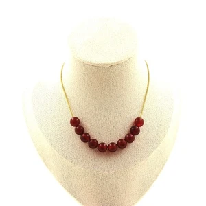 Collar 10 Cuentas Ágata Rojo 8Mm. Cadena Acero Dorado Inoxidable Collar Gef - Imagen 1 de 6