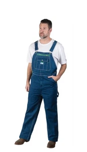 Liberty Overalls Carpenter Men's 41x31-measured Blue Denim Bibs Baggy Y2K - Picture 1 of 15
