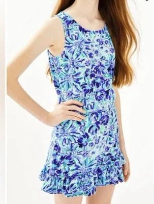 Pantalones Cortos Mameluco Tropical Playa Volantes Azul Lilly Pulitzer Venecia Niñas XL 12-14 Foto 1 de 4