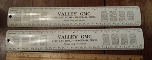 lot of 2 vintage 1970-71 Valley GMC 3460 Bay Road SAGINAW MICHIGAN metal rulers - Bild 1 von 5