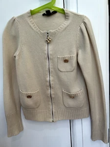 Authentic Louis Vuitton ivory/gold zip sweater girls size 8, excellent condition - Picture 1 of 15