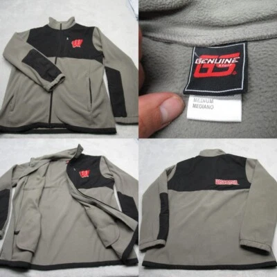 Wisconsin Badgers Jacket Mens Medium Gray Black Colorblock Fleece Full Zip - Image 1 of 4