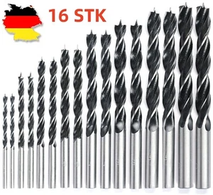 16 PCS Holzbohrer Set Satz Spiralbohrer Ø 3/4/5/6/7/8/9/10mm Zentrierspitze - Bild 1 von 4