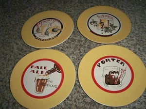 Pottery Barn Beer Salad Plates Lager, Porter, Pale Ale & Hefewetzen Set of 4 EC - Picture 1 of 2