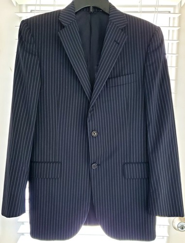 Giacca cappotto sportivo Burberry London blazer uomo 38R blu a righe 100% lana peggiorata