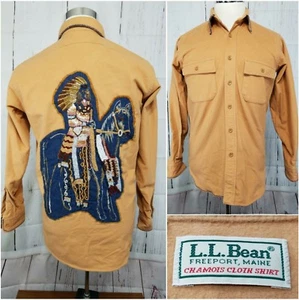 Women’s LL Bean Beige Shirt.. Sz Small 14.5 .. Amazing bead work of Indian - Picture 1 of 12