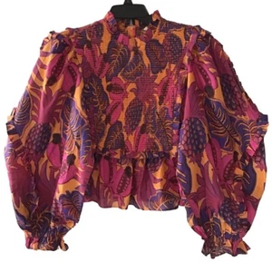 Blusa Farm Rio Fruit Dream Algodón Peplum Multicolor Talla Mediana Nueva con Etiquetas - Imagen 1 de 3