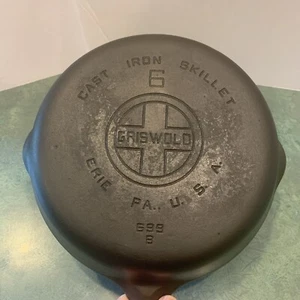 Griswold Cast Iron Skillet #6, Large Block Logo, EPU, 699 B *Level *Lye Cleaned - Picture 1 of 18