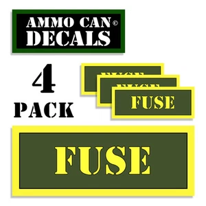 Estuche de municiones pegatinas calcomanías de etiquetas de lata de munición FUSE paquete de 4""x1,15"" AG - Imagen 1 de 2