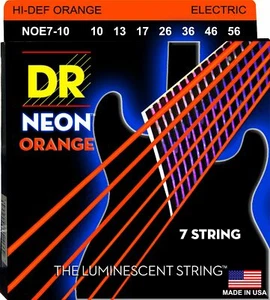 Juego de cuerdas de guitarra eléctrica DR hechas a mano NOE7-10 NARANJA neón calibre 10-56 - Imagen 1 de 1