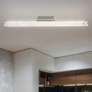 Plafoniera Lampada da Cucina LED Cromo Pavimento Vetro Trasparente L 79,5 CM - Foto 1 di 3