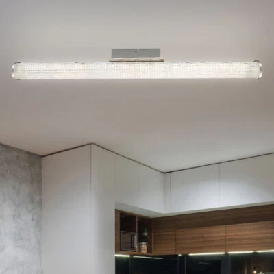 Plafoniera Lampada da Cucina LED Cromo Pavimento Vetro Trasparente L 79,5 CM - Immagine 1 di 3