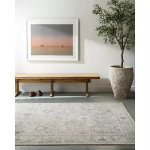Livabliss x Becki Owens Davina Damask Area Rug , 7'10" x 10', Light Grey - Picture 1 of 9